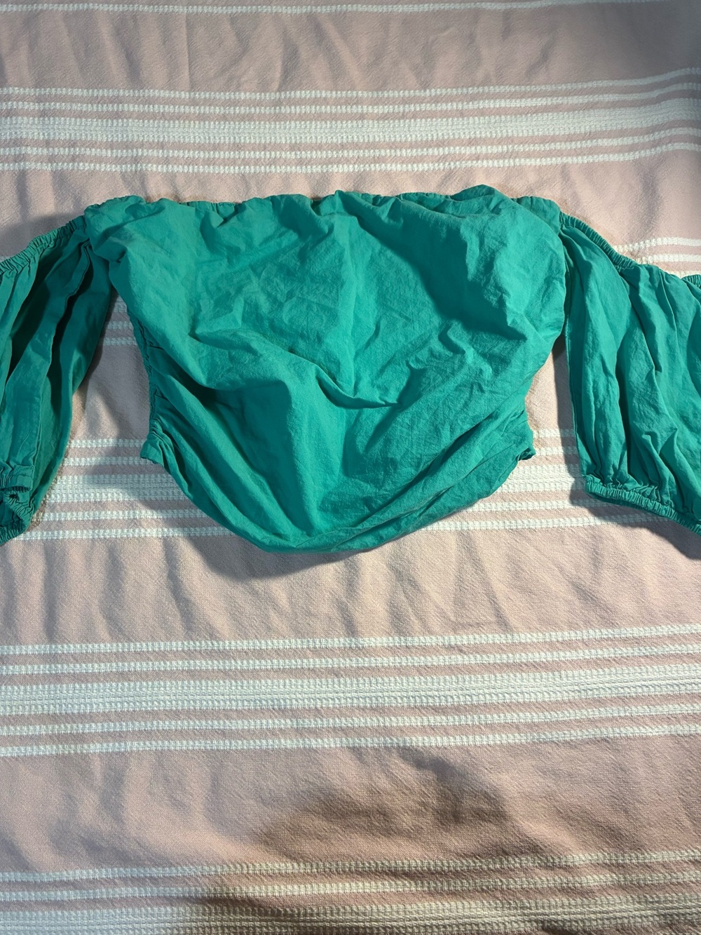 Green Off Shoulder Crop Top